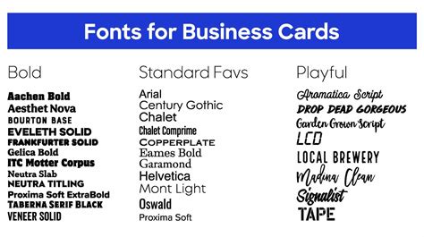 best business visiting card fonts.